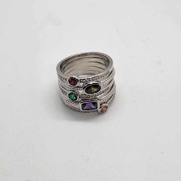 LAST ONE Brand New Sterling Silver 925 Multi Colors Gemstones Ring - Picture 4 of 5